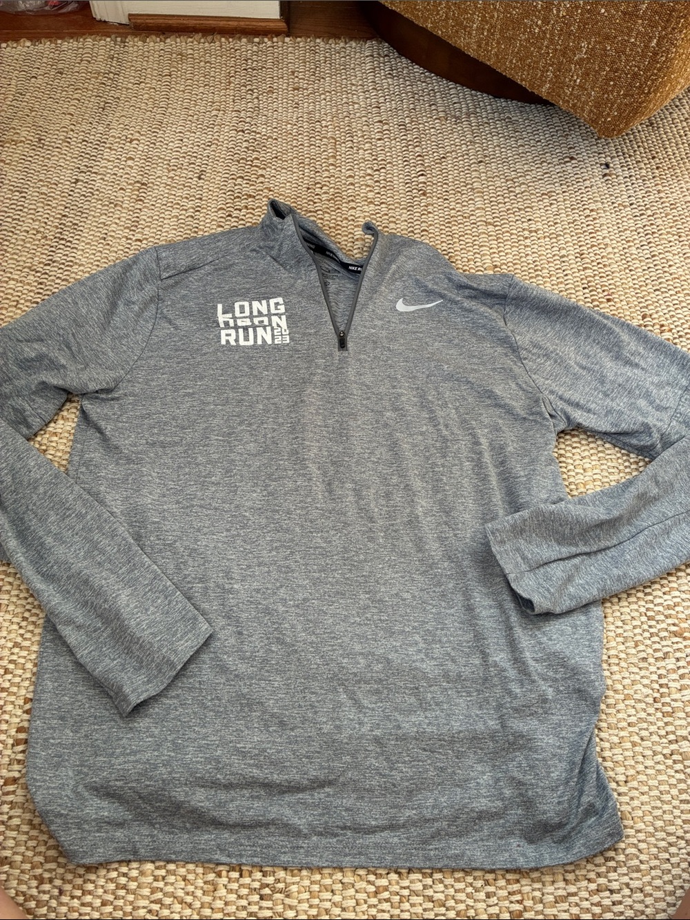 Nike Men's Gray Long Run Half-Zip Pullover